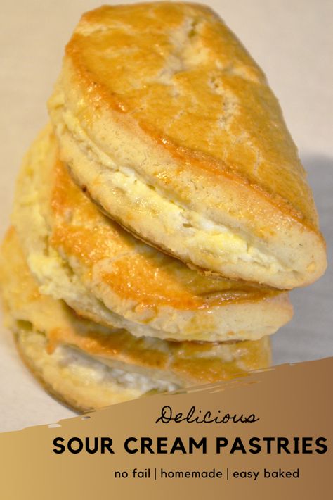 Delicious No Fail Sour Cream Pastries - Tasted Stories Sour Cream Pastry, Cream Pastry, Danish Pastry, Curd Recipe, Dessert Easy, Sour Dough, Lemon Sugar, Pastry Dough, Festive Tables