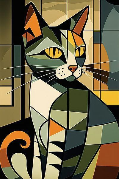 Modern Cat Art, Pop Art Cat, Illustration Kunst, Cubism Art, Hur Man Målar, Art Pop, Design Geometric, Cat Painting, Cubism