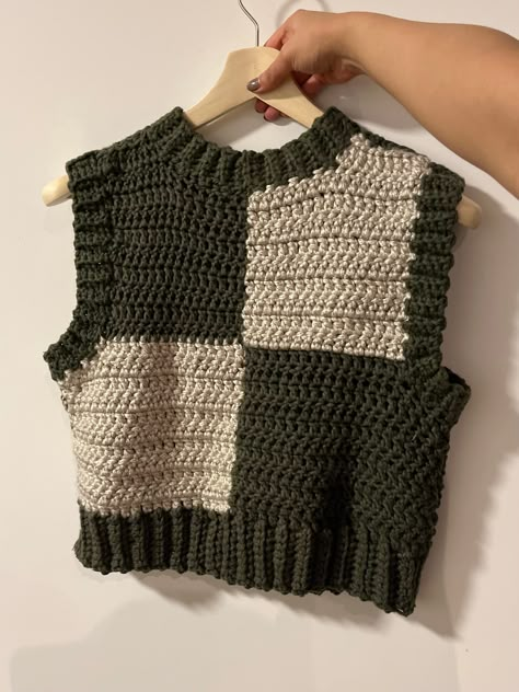 Meadow mosaic sweater vest/ crochet handmade sweater vest / handmade green and beige sweater vest / handmade pullover sweater / patchwork Crochet Sweater Vests, Crocheted Sweater Vest, Crochet Sweater Green, Crochet Sweater For Men, Crochet Sweater Vest Pattern Free, Crochet Sweater Vest Pattern, Crochet Sweater Outfit, Green Crochet Sweater, Beige Sweater Vest