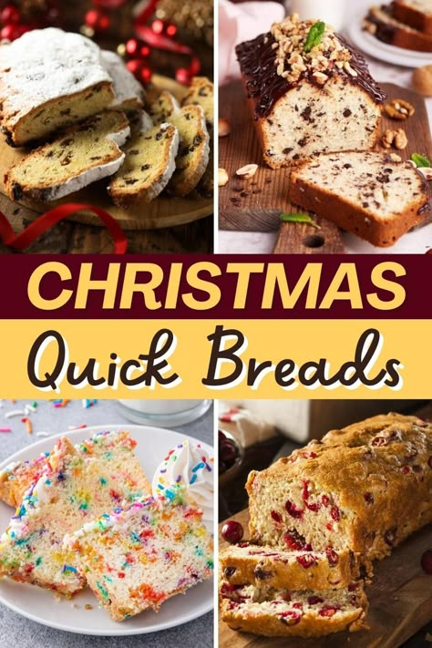 Christmas Quick Breads Holiday Gifts, Christmas Quick Breads, Pumpkin Zucchini Bread, Christmas Bread Recipes, Bread Gifts, Candied Pecans Recipe, Banana Bread Loaf, Lemon Poppyseed Bread, Cranberry Orange Bread