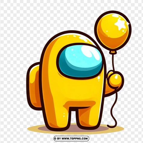 Among Us Yellow, Among Us Stickers, Sus Among Us, Pinterest Png, Among Us Character, Movie Illustration, Balloon Clipart, Orange Balloons, Clear Background