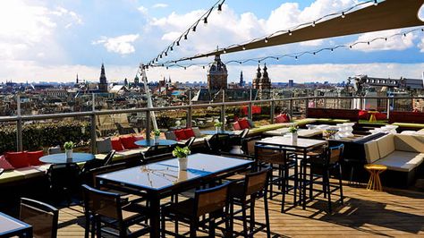 Rooftop bar SkyLounge in Amsterdam Best Bars In Amsterdam, London Tourist, English Country Decor, Hotel Lounge, Best Rooftop Bars, Visit Amsterdam, Office Lounge, Rooftop Bars, I Amsterdam