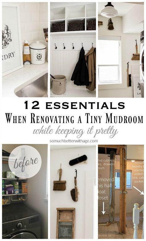 12 Essentials When Renovating a Tiny Mudroom While Keeping it Pretty #mudroom #laundryroom Pretty Mudroom, Tiny Mudroom, Laundry Room/mud Room, Mudroom Organization, Tiny Room, Small Space Interior Design, Mudroom Entryway, Mudroom Decor, Mudroom Laundry Room