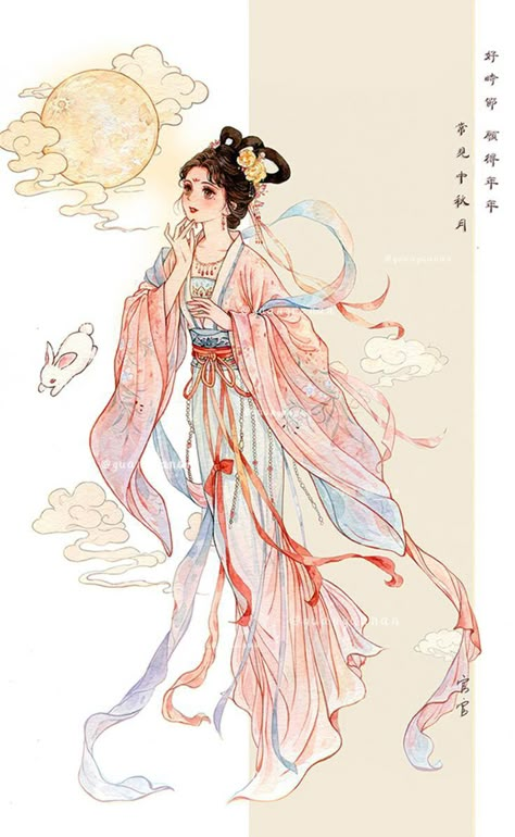 Ancient China Art, Hanfu Art, Chinese Art Painting, Ancient Chinese Art, 카드 디자인, Chinese Art Girl, Goddess Art, China Art, Ancient China