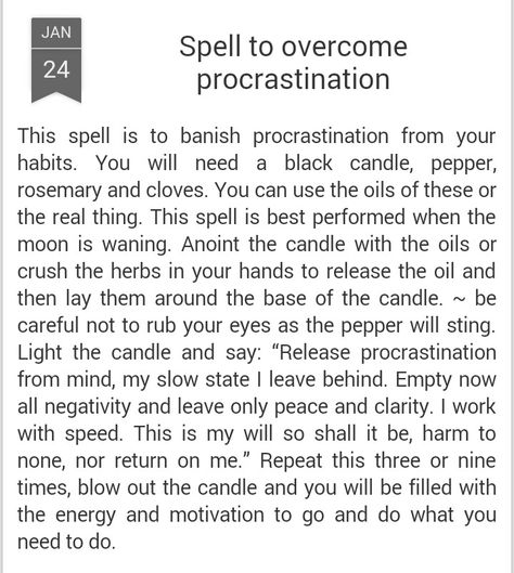 Spell For Procrastination, Spell To Stop Procrastinating, Saturday Spells, Saturday Magick, Candle Magic Spells, Charmed Book Of Shadows, Easy Spells, Magic Spell Book, Grimoire Book