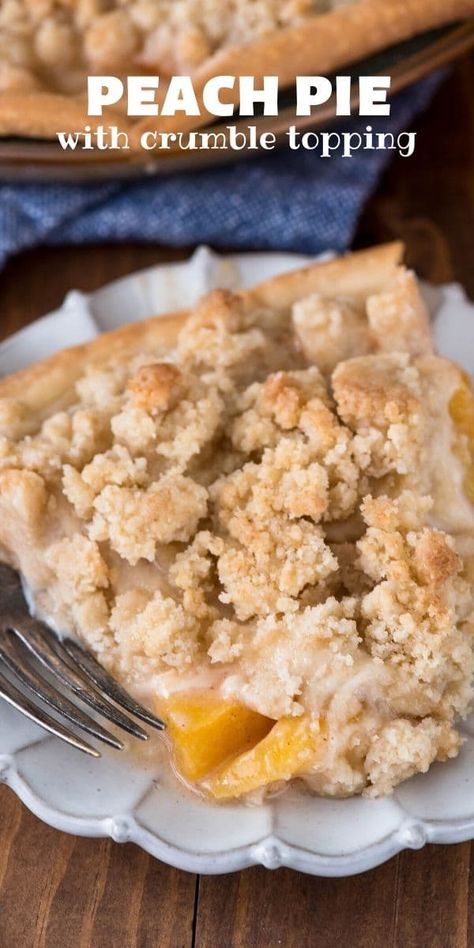 Peach Pie Crumble, Peach Crumb Pie, Pie With Crumble Topping, Pie Crumble Topping, Best Peach Pie, Best Peach Pie Recipe, Nectarine Pie, Peach Crumble Pie, Easy Peach Pie