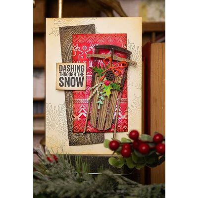 Tim Holtz Colorize, Tim Holtz Christmas Cards, Tim Holtz Crafts, Vintage Sled, Christmas Cuties, Tim Holtz Ideas, Tim Holtz Christmas, Tim Holtz Dies, Tim Holtz Stamps