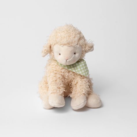 The playfully postured little sheep will bring joy and comfort to any child. Shep The Sheep comes dressed in a white and green gingham scarf that compliments a cream colored wool. Dimensions: 12" Material: Polyester and Cotton Gingham Scarf, Sheep Stuffed Animal, Pet Sheep, Sheep Plush, Baby Sheep, Fleece Scarf, Green Gingham, The Sheep, Dress Inspo