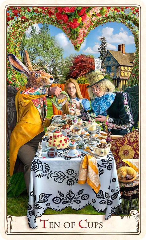 Mad Hatter's Tea Party ~ Tarot card illustration from Baba Studios @ Baba-store.com Dear Alice, Wonderland Characters, Alice In Wonderland Illustrations, Alice Liddell, Tarot Cards Art, Mad Tea Party, Mad Hatter Tea, Tarot Art, Adventures In Wonderland