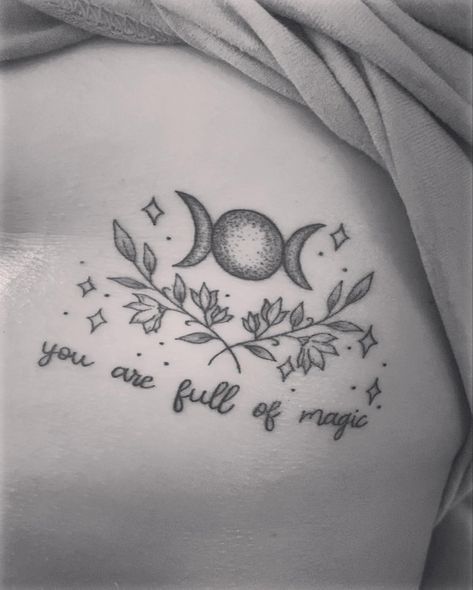 Triple moon goddess symbol witchy flower sparkle tattoo Celestial Tattoo Cover Up, Witchy Mother Daughter Tattoos, Thigh Tattoos Mandala, Moon And Crystal Tattoo, Mandala Tattoo Ribs, Moon Goddess Tattoos For Women, Small Witchy Tattoos For Women, Triple Goddess Tattoo Design, Goddess Symbol Tattoo