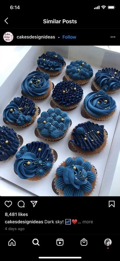 Blue Wedding Cupcakes, Navy Cupcakes, 40th Birthday Cupcakes, 50th Birthday Cupcakes, Silver Cupcakes, Cupcakes For Men, Blue Birthday Cakes, Green Cupcakes, Gold Cupcakes