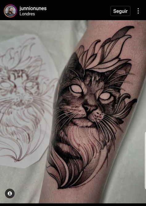 Black Cat Tattoos, Black White Tattoos, Tattoos With Kids Names, Cat Tattoo Designs, Spooky Tattoos, Horror Tattoo, Tattoo Project, Desenho Tattoo, Baby Tattoos