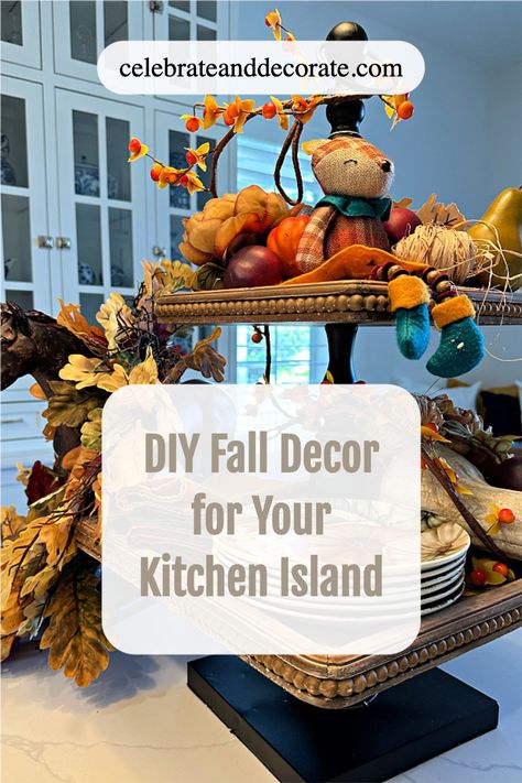 DIY Fall Decor for Your Kitchen Island Fall Decorations For Kitchen Island, Fall Decor For Kitchen Island, Fall Decor Ideas For The Home Kitchens, Fall Island Centerpiece Ideas, Kitchen Island Fall Decor, Island Centerpiece Ideas Kitchen, Fall Kitchen Island Decor, Island Centerpiece Ideas, Fall Kitchen Decor Ideas