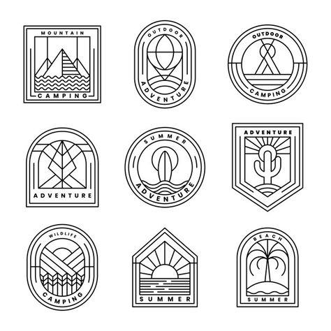 Logo Challenge, Badge Ideas, Logo Outline, Adventure Logo, Inspiration Logo Design, Church Logo, Mountain Logos, Hotel Logo, Vintage Logo Design