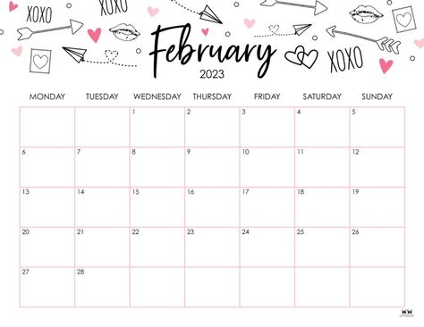 Printable-February-2023-Calendar-33 Jan 2023 Calendar Printable, February Calander 2023, Free Printable Calendars 2023, Printable Monthly Calendar 2023, Calendar Printables 2023, February Calendar 2023 Aesthetic, January Calendar 2023, February Calendar 2023, Cute Printable Calendar 2023