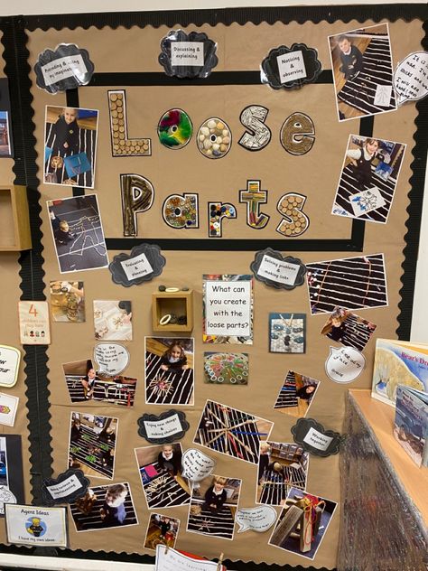 Uncrc Displays Early Years, Loose Parts Display Board, Sustainability Wall Display Childcare, Reggio Classroom Bulletin Boards, Loose Parts Display, Maths In Action Display Eyfs, Curiosity Approach Eyfs Display Boards, Key Worker Display Board Nursery, Early Years Display Boards