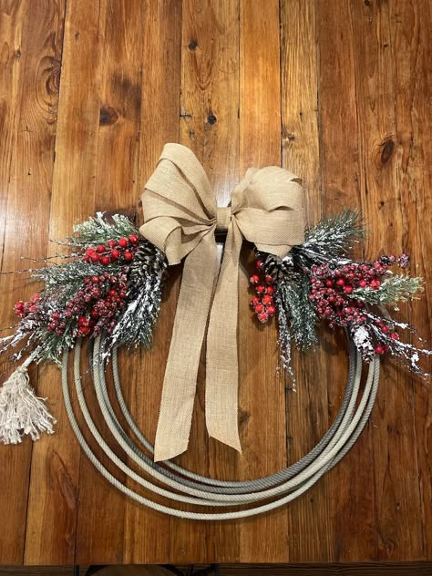 Lariat Rope Christmas Wreath, Christmas Lasso Wreath, Rope Christmas Wreath, Lasso Christmas Wreath, Christmas Rope Wreath, Western Christmas Wreath, Rope Wreath Western, Lasso Wreath, Lariat Rope Crafts