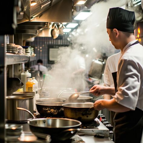 Chef in action: Focused chef expertly preparing a meal in a bustling kitchen filled with steam and cookware. #chef #kitchen #cooking #steam #culinary #professional #cookware #stove #aiart #aiphoto #stockcake https://ayr.app/l/ifJb Chef Cooking Photography, Chef Work, Action Images, Chef Kitchen, Soup Kitchen, Master Chef, Professional Kitchen, Chef Life, Kitchen Cooking