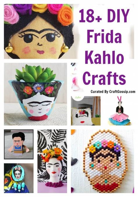 18 Frida Kahlo DIY Crafts Frida Kahlo Crafts, Frida Kahlo Projects, Diy Crafts Home, Frida Art, Messy Art, Frida Kahlo Art, Mexican Crafts, Mexican Decor, Decor Fashion