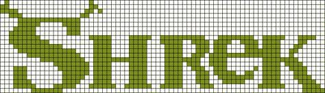 Alpha Friendship Bracelet Pattern #1173 - BraceletBook.com Shrek Alpha Pattern, Shrek Perler Beads, Shrek Perler, Shrek Dreamworks, Alpha Bracelets, Stencil Patterns Templates, Kids Animation, Alpha Designs, C2c Graph