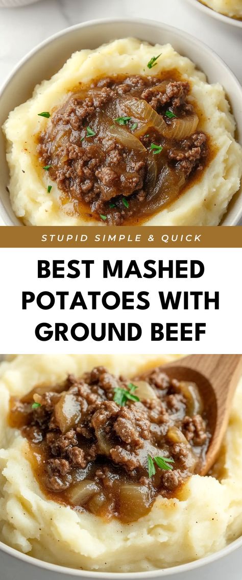 Image for Best Mashed Potatoes with Ground Beef Beef Mashed Potato Casserole, Recipes Using Instant Mashed Potatoes, Mash Potato Dinner Ideas, Potatoes With Ground Beef, Meals To Make With Ground Beef, Mash Potato Dishes, Mashed Potato Casserole Recipes, Baked Mashed Potatoes, Perfect Mashed Potatoes