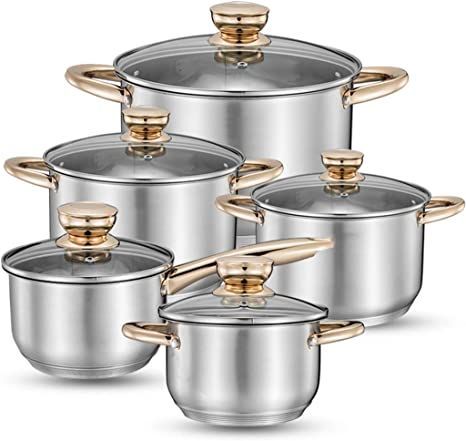 SHYPT Cookware Set Soup Pot Stainless Steel Stew Cooking Pots Induction Cooker Casserole Kitchen Saucepan Double Boiler Steamer Casserole Kitchen, Safest Cookware, Ceramic Cookware Set, Casserole Set, Kitchen Cookware Sets, Induction Cookware, Cookware Set Stainless Steel, Ceramic Cookware, Pots And Pans Sets