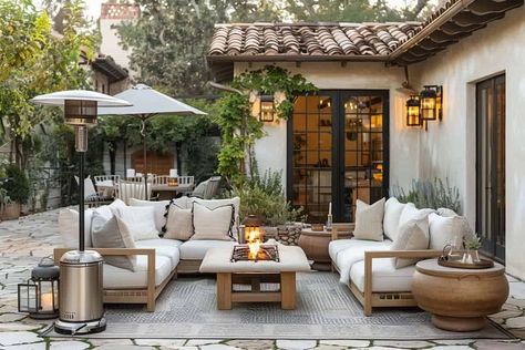 Discover 20 Cozy Patio Ideas for Ultimate Relaxation Cozy Patio Ideas, California Mediterranean, Country Patio, California Outdoor, Patio Layout, Rustic Patio, Dream Patio, Outdoor Patio Designs, Outdoor Patio Ideas