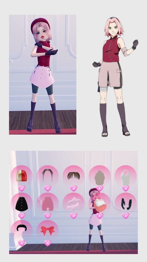 Dress To Impress Naruto Dress To Impress, Harajuku Dress To Impress, Anime Dress To Impress, Cosplay Dress To Impress, Slayer Dress, Outfits Hacks, Sakura Dress, Harajuku Dress, Ls Dress