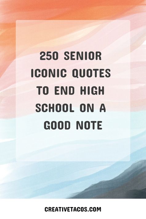 Find 250 senior iconic quotes to end high school on a good note. Funny, inspiring, and heartfelt quotes are excellent for your yearbook or graduation. Funny School Yearbook Quotes, Nerdy Senior Quotes, Quotes For Yearbook Inspirational, Senior Quotes For Quiet People, Senior Sunday Quotes, Short Senior Quotes For Yearbook, Senior Quotes Unique High Schools, Meaningful Senior Quotes, Iconic Senior Quotes