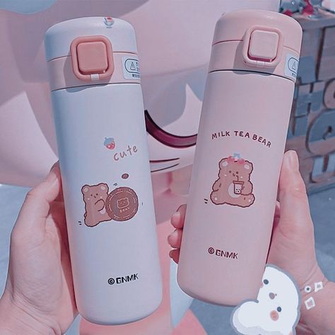 Korean School Supplies, Calligraphy Quotes Doodles, Kawaii Cups, Soft Kidcore Aesthetic, Icon Theme, Trendy Water Bottles, Cute Water Bottles, Blue Aesthetic Pastel, Stationary School