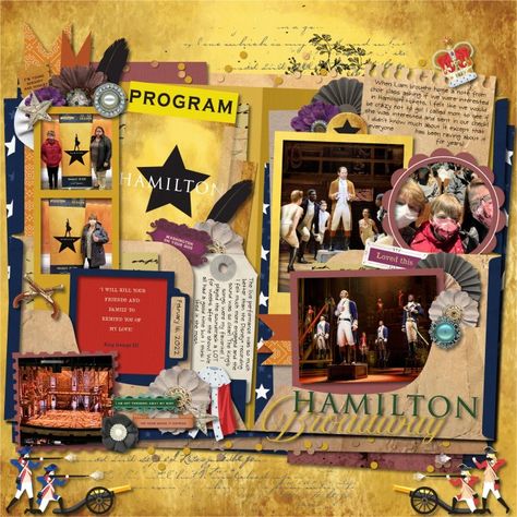 Playbill Scrapbook Ideas, Hamilton Scrapbook Page, Musical Theatre Scrapbook, Theatre Scrapbook, Hamilton Tickets, Musical Tickets, Call Mom, Hamilton Musical, Broadway Musicals