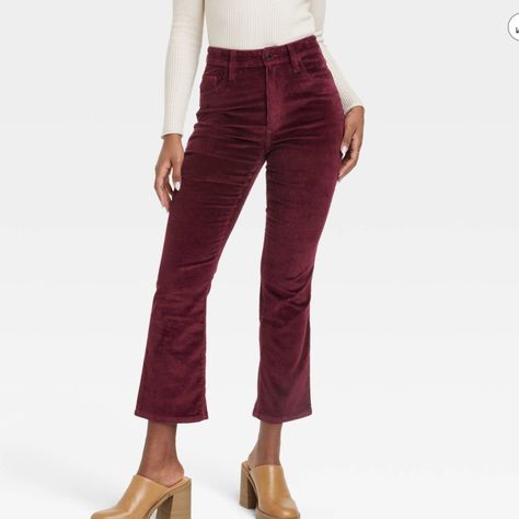 Nwt Women's High-Rise Corduroy Bootcut Jeans - Universal Thread Burgundy Never Worn Size: 4 Color: Burgundy Model Wears Size 2 And Is 5'8" Universal Thread Corduroy Bootcut Jeans Stretchy Ribbed Fabric High-Rise Silhouette, Rolled Hem Fly Button, Zipper And Belt Loops Classic 5-Pocket Styling Burgundy Color Burgundy Jeans, High Rise Bootcut Jeans, Corduroy Jeans, Bootcut Pants, Slim Straight Jeans, Tailored Shirts, Washed Jeans, Womens Clothing Sizes, Ankle Pants