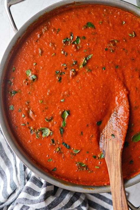 Homemade San Marzano Marinara - Simply Scratch San Marzano Tomatoes Recipes, San Marzano Tomato Sauce, Marinara Recipe, Marinara Sauce Homemade, San Marzano Tomatoes, Homemade Wine, Homemade Sauce, Tomato Recipes, Marinara Sauce