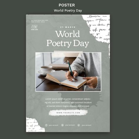 Poetry Event Poster, Poetry Event, World Poetry Day, Template Art, Event Poster Template, Poetry Day, About World, Art Template, Event Poster