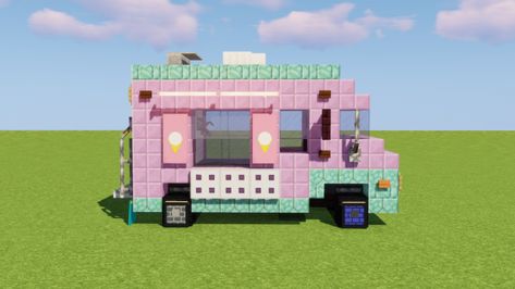 Ice Cream Truck Minecraft Map Truck Minecraft, Chalet Minecraft, Minecraft Cool, Minecraft Background, Construction Minecraft, Case Minecraft, Minecraft Decoration, Rumah Minecraft Sederhana, Minecraft World