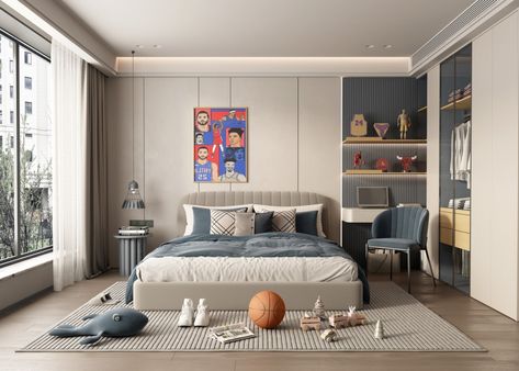 Modern Kids Bedroom, Boy’s Room, Kids Interior Room, Tv In Bedroom, Luxury Bedroom Master, Bedroom Decor Design, Teenage Bedroom, Boy Bedroom, Kids Interior