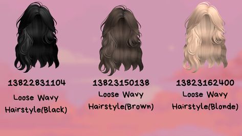 Blonde Hair Roblox, Code Hair, Bloxburg Outfits, Brown Wavy Hair, Black Wavy Hair, Hair Codes, Wavy Hairstyle, Wavy Ponytail, Roblox Code