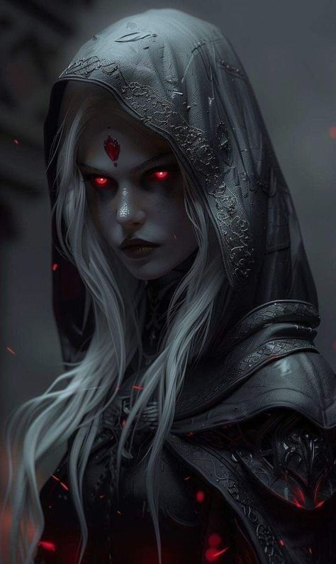 Female Alien Concept Art, Female Vampire Character Design, Shadar Kai Female, Drow Priestess, Dark Elf Female, Blood Mage, Vampire Pictures, Blood Elf, Digital Art Photography