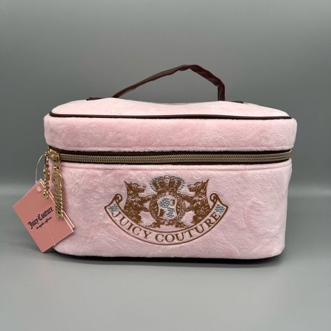 Juicy Couture Bags | Juicy Couture Pink Velour Cosmetic Bag | Color: Pink | Size: See Photos Juicy Couture Aesthetic, Juicy Couture Logo, Juicy Couture Wallet, Couture Makeup, Juicy Couture Baby, Fashion Things, Girly Bags, Cosmetics Bag, Juicy Couture Bags