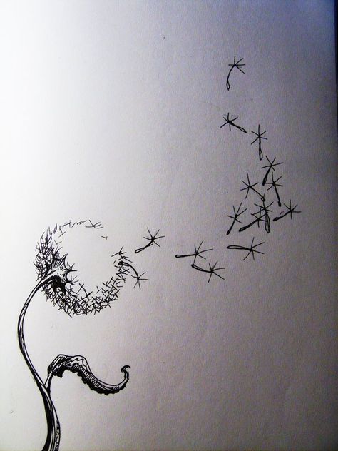 Dandelion Tattoo Dandelion Drawing, Blowing Dandelion, Dandelion Tattoo, Blowing In The Wind, Inspiration Tattoos, Drawing Faces, Pencil Drawings Easy, A Drawing, Art Paint