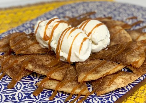 Cinnamon Tortilla Chips Churro Chips, Soft Taco Shells, Taco Shell, Cinnamon Tortilla Chips, Cinnamon Tortillas, How To Melt Caramel, Taco Shells, Dinner Restaurants, Soft Tacos