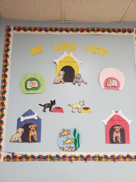 Pet Bulletin Board Ideas For Work, Dog House Bulletin Board Ideas, Pet Study Bulletin Board, We Love Our Pets Bulletin Board, Pet Theme Classroom Decor, Animal Nursery Theme, Pet Animals, Animal Protection, Board Decoration