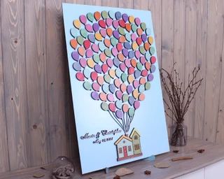 YourWeddingTheme - Etsy Heart Balloons Wedding, Disney Up Wedding, Wedding Sign In Book, Wedding Drop Box, House Movie, Wooden Wedding Guest Book, Wood Guest Book Wedding, Vintage Wedding Gifts, Wood Guest Book