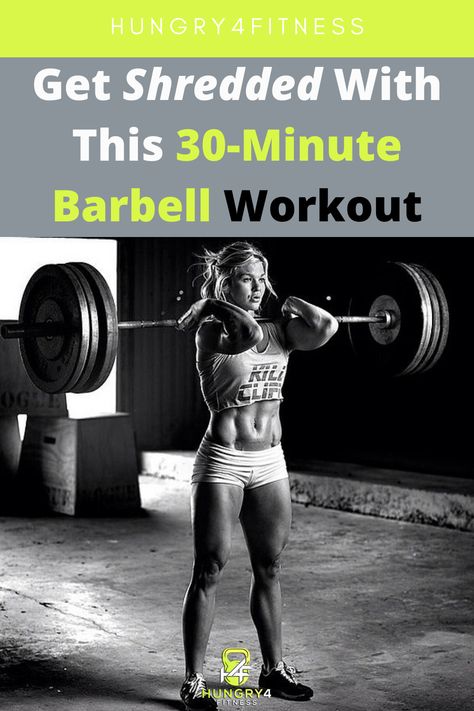 A CrossFit athlete performing a front squat as part of a 30 minute barbell workout. Crossfit Workout Beginner, Full Body Barbell Workout At Home, Power Building Workouts, Crossfit Wods Barbell, Crossfit Barbell Workouts, Weight Training Workouts For Men, Barbell Workout Mens, Weightlifting Workouts Training Programs, Crossfit Workouts At The Gym