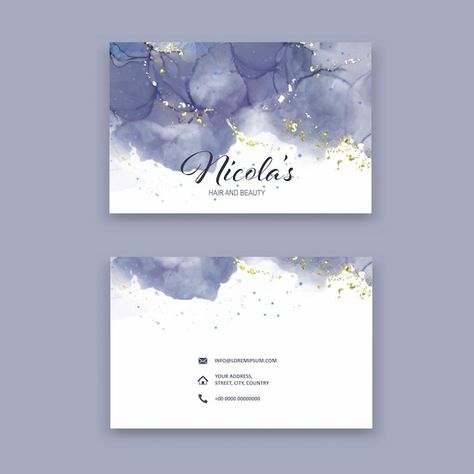 Elegant business card with a hand painte... | Free Vector #Freepik #freevector #business-card-id-card #presentation-card #corporate-visiting-card #abstract-business-card Hand Painted Logo, Free Business Logo, Business Card Design Minimal, Elegant Business Cards Design, Watercolor Business Cards, Beauty Business Cards, Beautiful Business Card, Graphic Design Business Card, Name Card Design