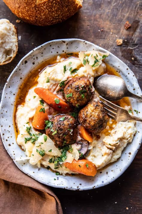 Crockpot Coq au Vin Meatballs | halfbakedharvest.com Coq Au Vin Meatballs, Crockpot Coq Au Vin, Half Baked Harvest Chicken, Meatballs Crockpot, Half Baked Harvest Recipes, Crock Pot Meatballs, Slow Cooker Pasta, Classic French Dishes, Harvest Recipes