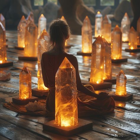 ✨ Finding inner peace amidst the glow of healing crystals. 🌟 Meditating with these powerful energy stones enhances the experience, bringing calm and clarity. 🧘‍♀️💎 Embrace the magic of crystals and let their energy guide you to a state of tranquility. #CrystalHealing #Meditation #InnerPeace #EnergyStones #Mindfulness #WellnessJourney #SpiritualAwakening #HealingVibes Meditation With Crystals, Healing Retreats, Crystal Meditation, Healing Vibes, Yoga Photos, Powerful Energy, Finding Inner Peace, Inner Healing, Energy Stones