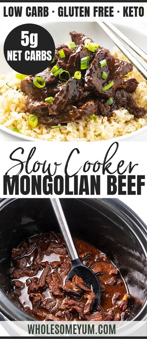 he Keto Mongolian Beef, Slow Cooker Mongolian Beef Recipe, Slow Cooker Mongolian Beef, Mongolian Beef Recipe, Keto Slow Cooker, Keto Meat, Diet Lunch, Mongolian Beef Recipes, Wholesome Yum