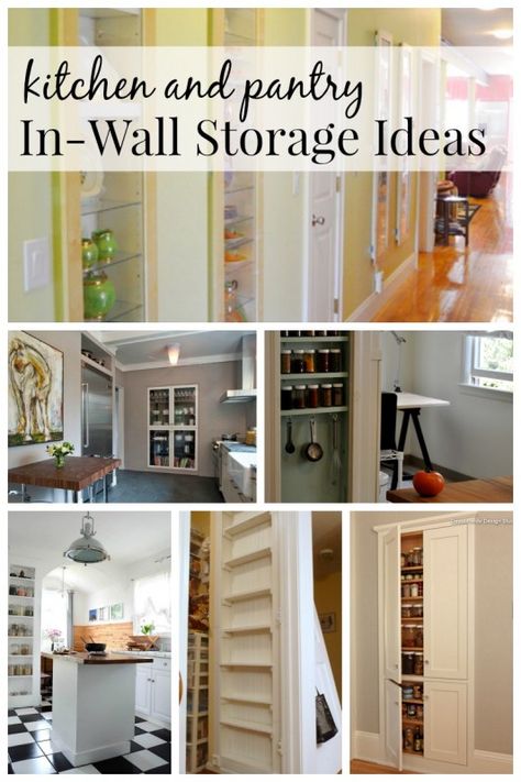 Remodelaholic | 25+ Brilliant In-Wall Storage Ideas For Every Room In Your Home Wall Niche Storage, Storage Between Studs, Wall Cubby Storage, Stud Storage, Wall Storage Ideas, Wall Niche Ideas, Between Studs, Recessed Storage, Recessed Shelves