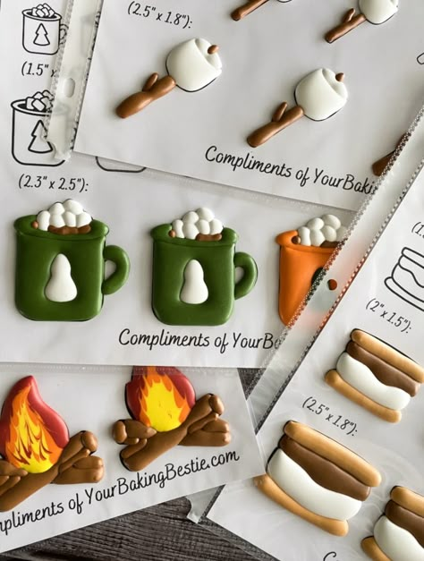 How To Ship Cookies, Grilled Cookies, Marshmallow Popsicles, Fun Decorated Cookies, Camp Cookies Decorated, Camping Themed Cookies, Camping Cookies Decorated, Woodland Themed Cookies, Campfire Cookie Cups